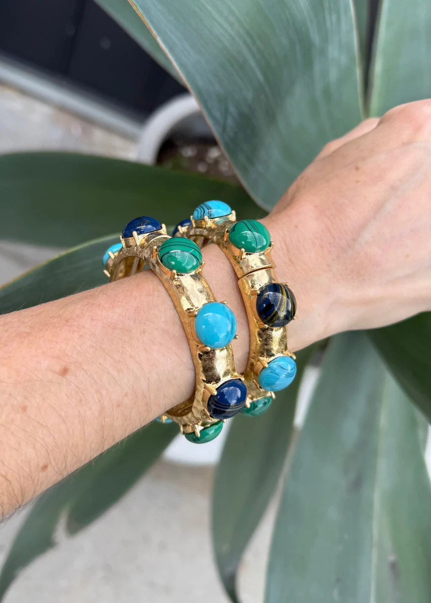 Cova Round Shaped Stone Bangle Stretch Bracelet | Benaar La