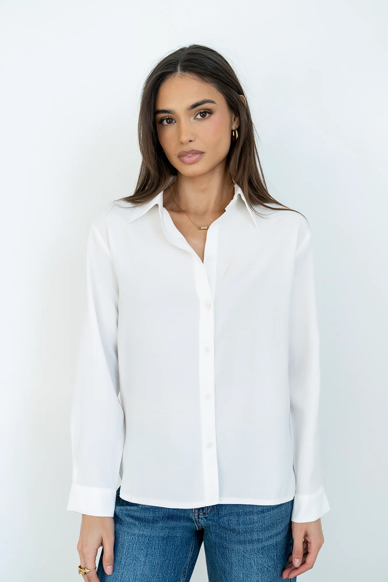 Tacie Button Up in White - XL / White | Böhme US