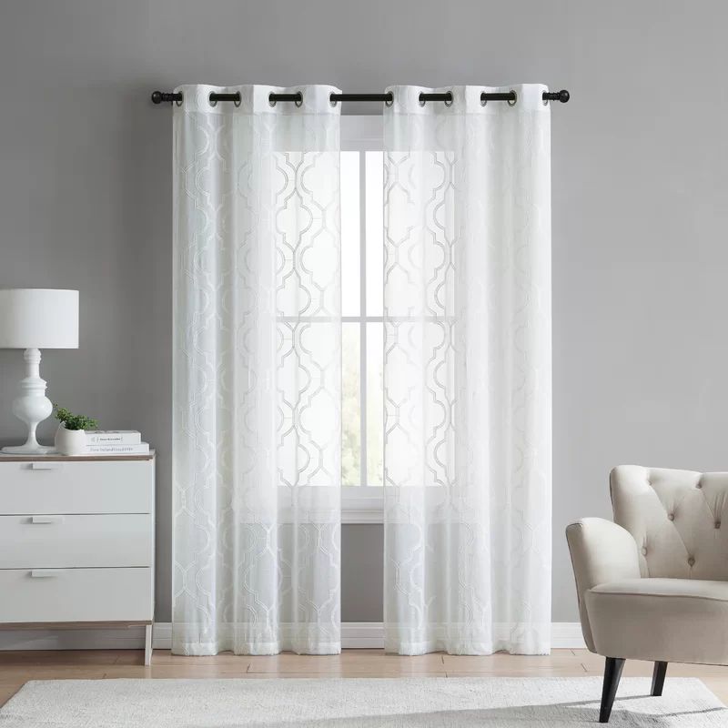 Sorensen Geometric Sheer Grommet Curtain Panels | Wayfair North America