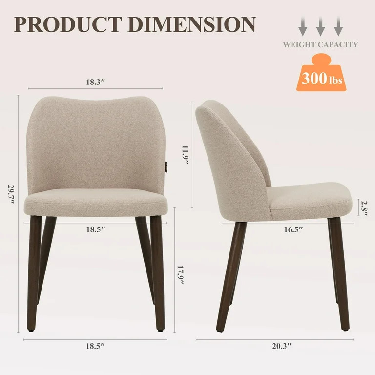 AFO Upholstered Modern Dining Chairs with Wooden Legs, Kitchen Side Chairs for Dining Room, Resta... | Walmart (US)