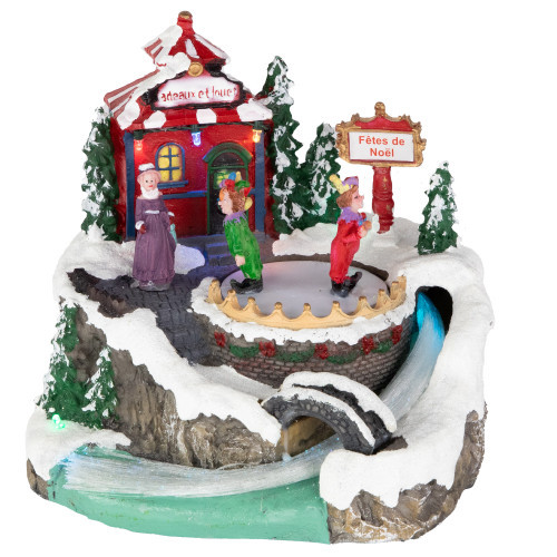 LED Lighted and Animated Christmas Scene Village Display Decoration - 7.75" | Christmas Central