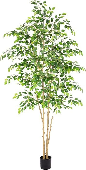 Tall UV Resistant Ficus Tree Artificial\uff0c7ft(84in) Realistic Texture Potted Faux Ficus Tree\u... | Amazon (US)