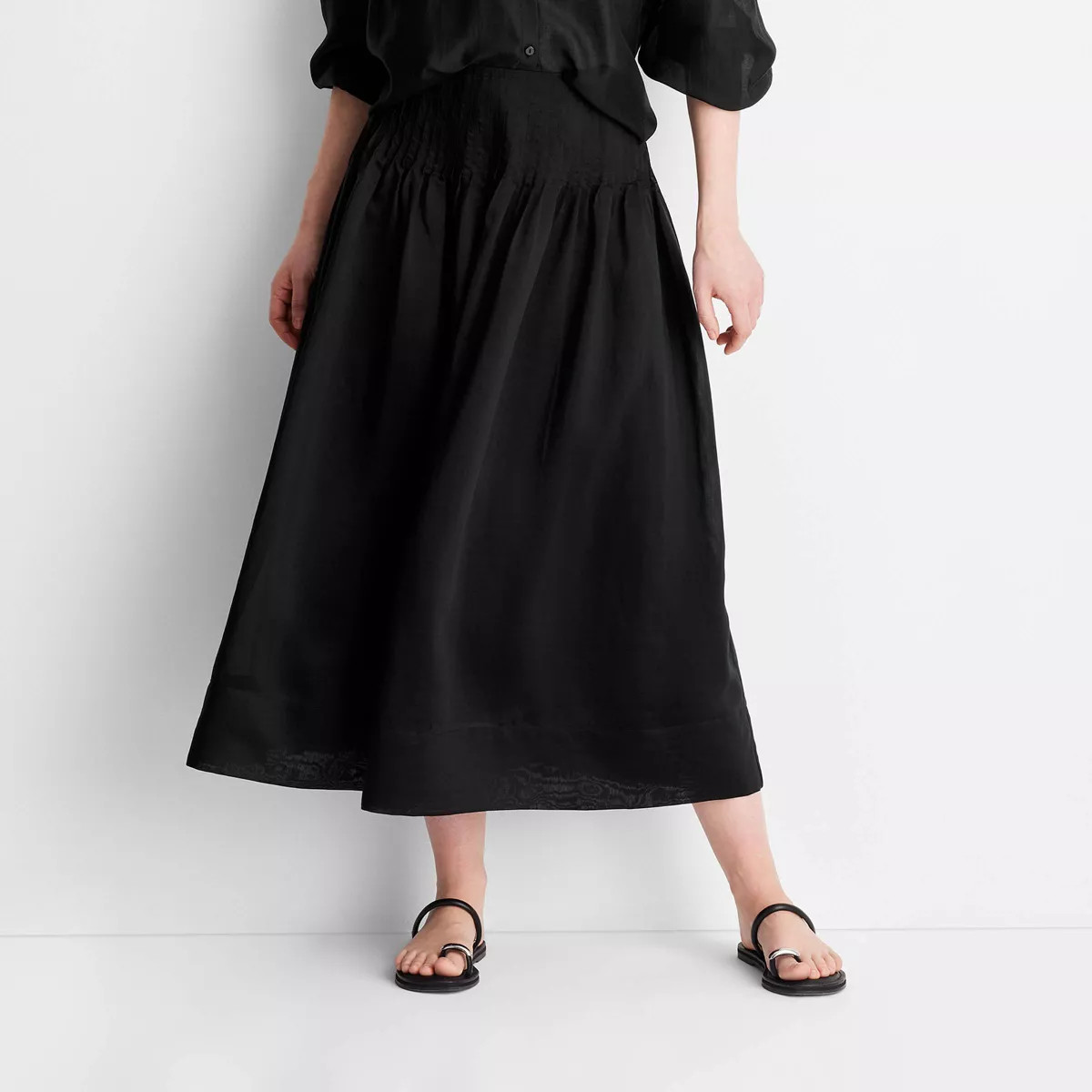 Women's Drop Waist Pleated Midi Skirt - Future Collective Black 12 | Target