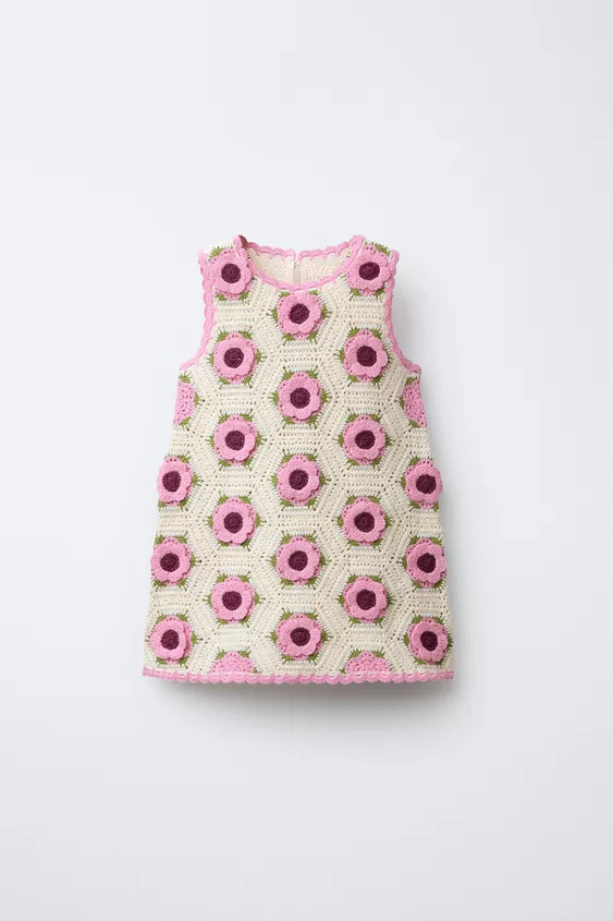 CROCHET KNIT FLORAL DRESS | Zara US