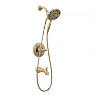 Delta Arvo Gold In2ition Two-in-One Single-Handle 4-Spray Tub and Shower Faucet in Champagne Bron... | The Home Depot