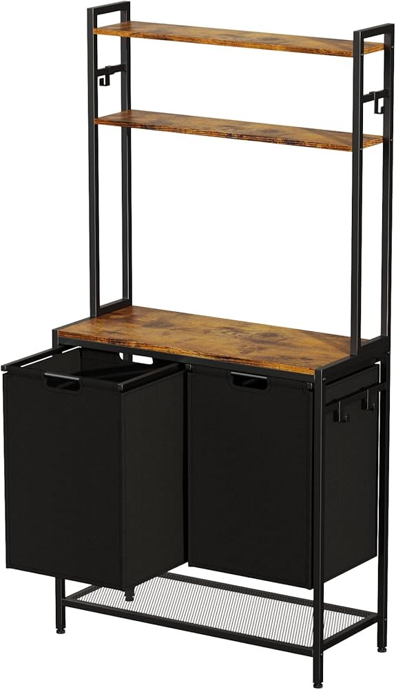 Amosic Laundry Hamper, Laundry Basket with Storage Rack, 2 x 14.5 Gal (55L)2 Removable Laundry So... | Amazon (US)