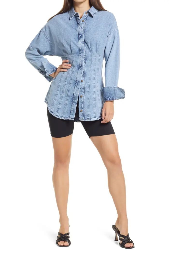 Seamed Long Sleeve Denim Shirtdress | Nordstrom