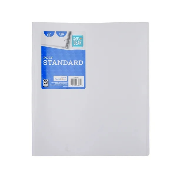 Pen + Gear 1" Standard 3-Ring Poly Binder, White Color, 1 Inch "O Ring", Letter Size | Walmart (US)