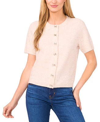 Women's Short Sleeve Bow Button Cardigan Sweater | Macy's