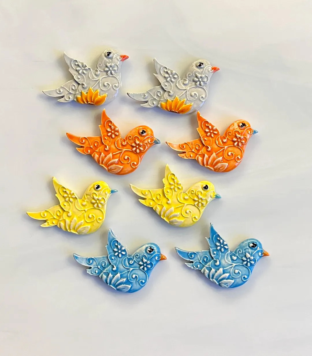 Ceramic Bird Tiles, Folk Art Inspired, Whimsical, Choice of Colors, Mosaic Supplies, Crafts, Bird... | Etsy (US)