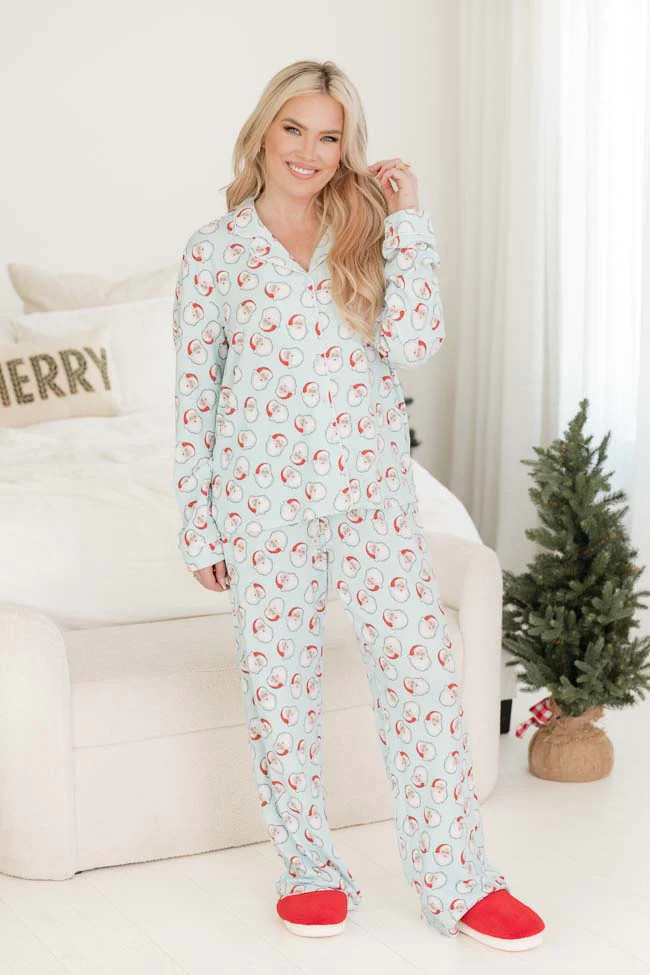 Believe In The Magic Santa Print Pajama Top | Pink Lily