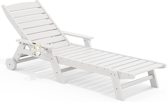 SERWALL Patio Chaise Lounge Chair, 78'' Long HDPE Outdoor Lounge Chair 5 Positions Adjustable Out... | Amazon (US)