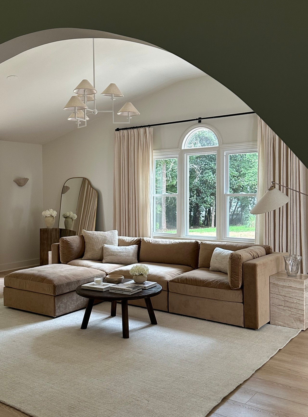 Sectional
Curtains
Curtain rod
Rug
Light fixture 
Coffee table
Side table 
Marble table 
Pillows 
Pedestal table 
A once 
Floor lamp 

#LTKHome #LTKSaleAlert #LTKSeasonal