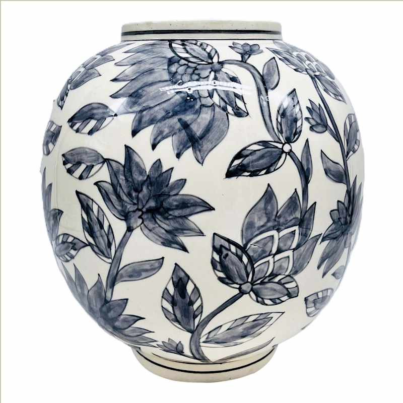 Blue Handpainted Vase, 11" | At Home
