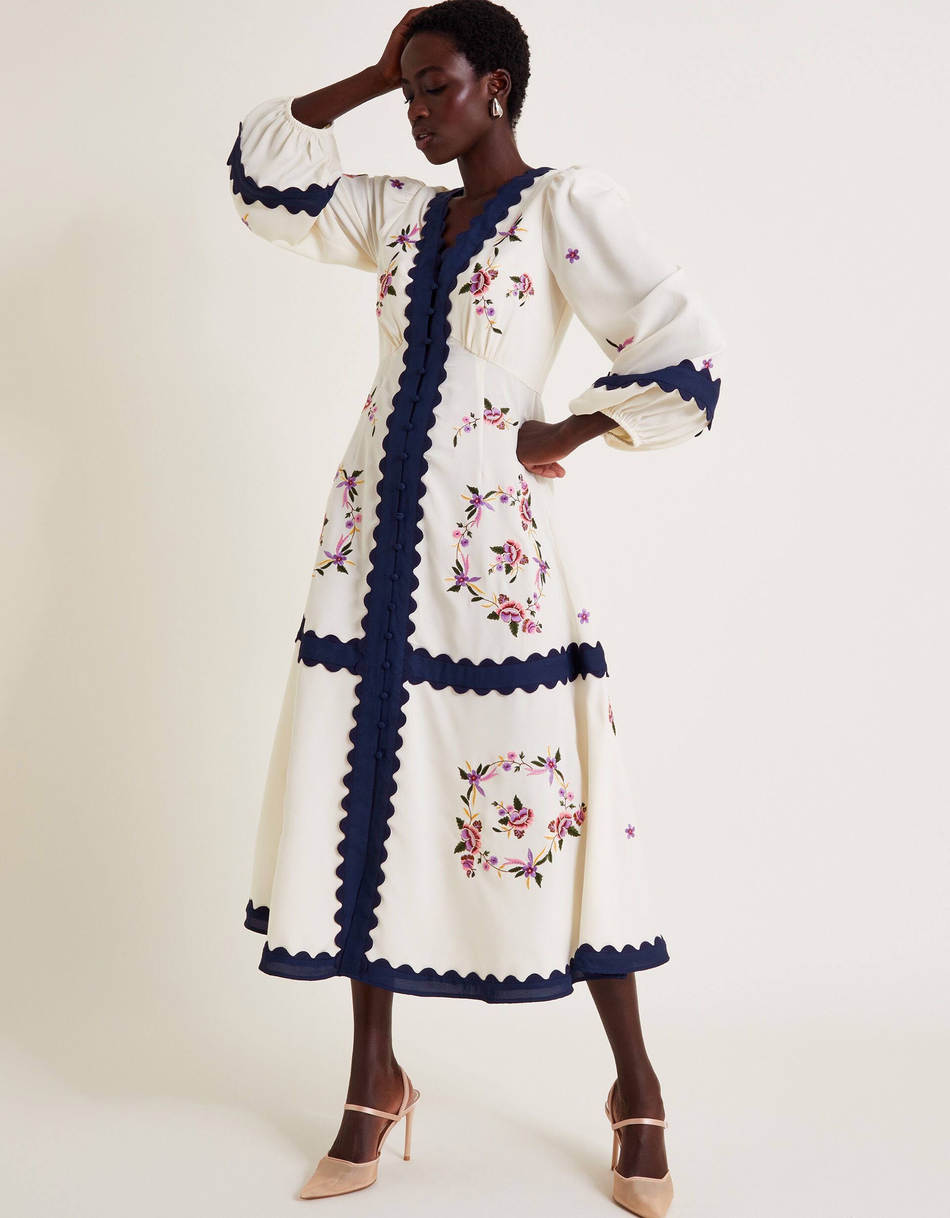 Emma Embroidered Dress Ivory | Monsoon (UK)
