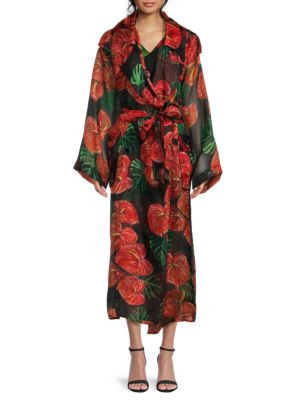 Dolce&Gabbana Floral Print Silk Robe on SALE | Saks OFF 5TH | Saks Fifth Avenue OFF 5TH