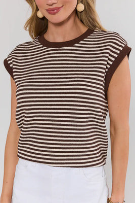 Brown Striped Terry Cloth Top | Avara