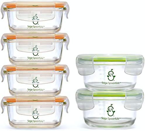 Sage Spoonfuls Borosilicate Glass Baby Food Storage Containers - 4 4 Ounce Glass Jars and 2 7 Ounce  | Amazon (US)