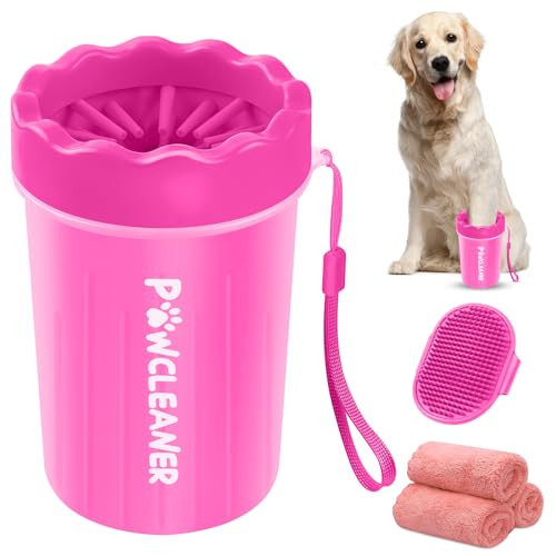 Comotech Dog Paw Cleaner, Pet Foot Washer - Quickly Clean a Muddy Paw, Soft Silicone Bristles, Suitable for Small, Medium, Large Breed Dogs, Pink (with 3 Absorbent Towel) | Amazon (US)
