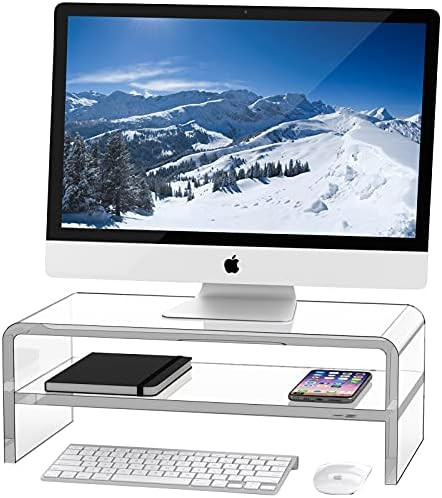 Egchi Acrylic Monitor Stand Riser 2 Tier, 5.5 Inches High Clear Monitor Stand/Computer for Home, ... | Amazon (US)