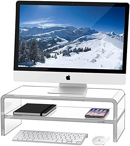 Egchi Acrylic Monitor Stand Riser 2 Tier, 5.5 Inches High Clear Monitor Stand/Computer for Home, ... | Amazon (US)