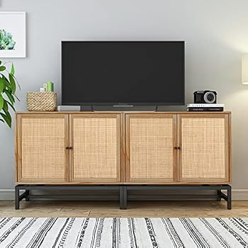 Rattan Sideboard Buffet Cabinet Set of 2 - Kitchen Buffet Cabinet Boho Storage Cabinet, Bar Ratta... | Amazon (US)