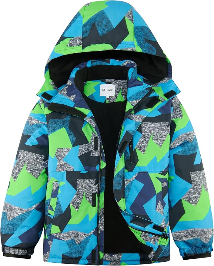 Boys Winter Waterproof Ski Jacket Kids Fleece Lined Warm Snow Coat with Detachable Hood | Amazon (US)