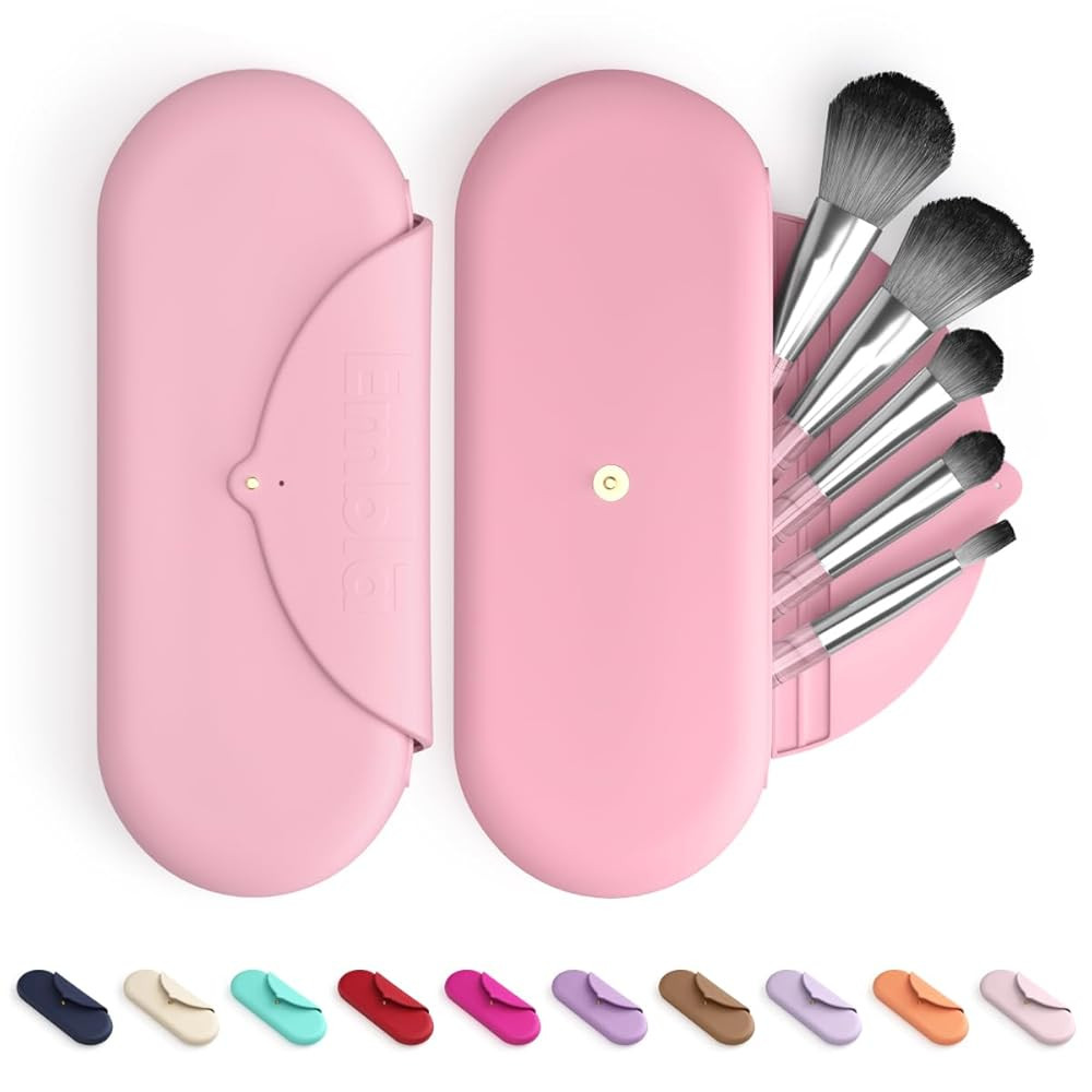 Embla Makeup Brush Holder Travel Cosmetic Case Pouch, Soft Silicone Cosmetic Bag Make Up Brushes ... | Amazon (US)
