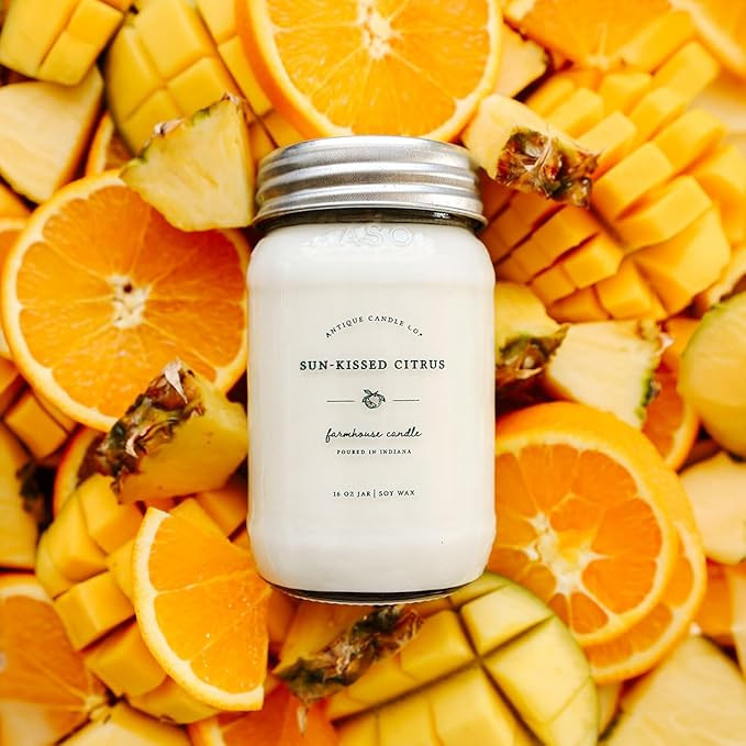 Antique Candle Co.® 16 Ounce Soy Wax Candle, 80 Hour Burn Time, Cotton Wick, Mason Jar Candle (S... | Amazon (US)