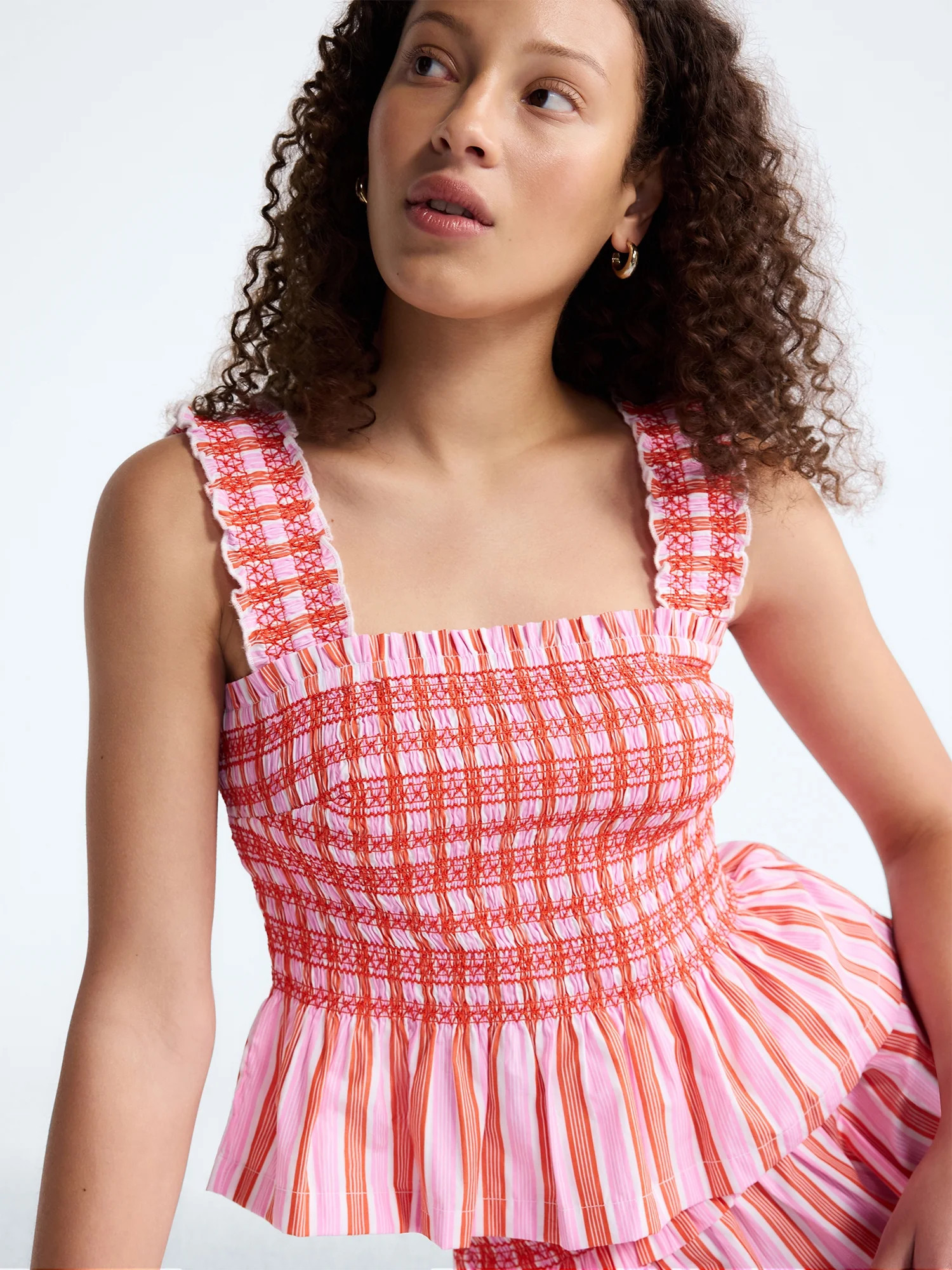 Free Assembly Women's and Women's Plus Smocked Cotton Tank Top with Peplum Hem, Sizes XS-4X | Walmart (US)
