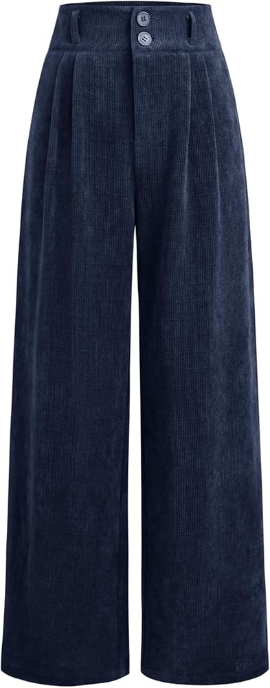 CIDER Corduroy High Waist Solid Pleated Wide Leg Trousers | Amazon (US)