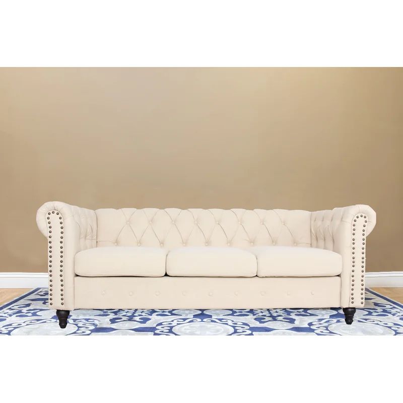 Stansberry 91.9'' Rolled Arm Chesterfield Sofa with Reversible Cushions | Wayfair North America