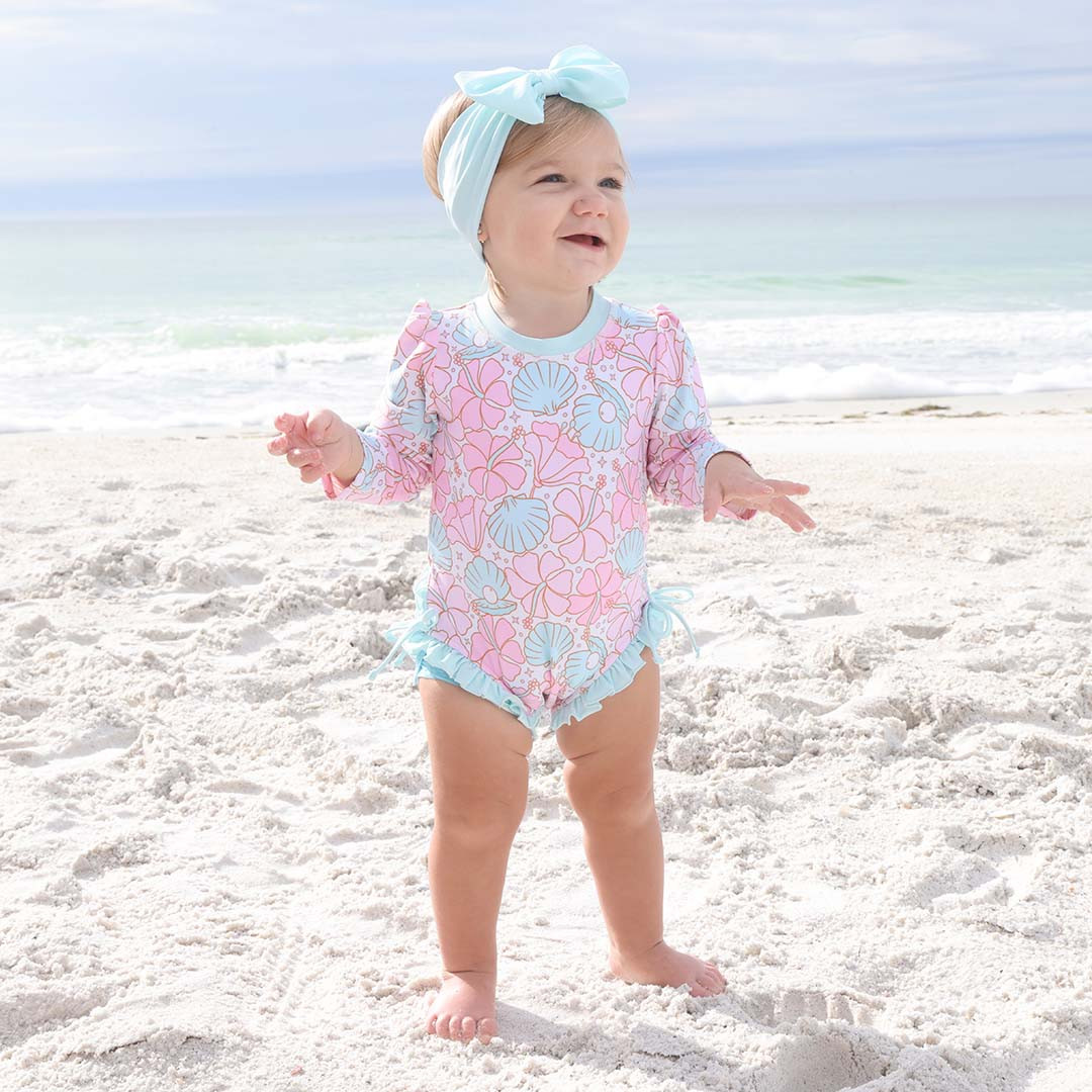 Long Sleeve Rash Guard With Ruffle Bottom | All Prints | Caden Lane