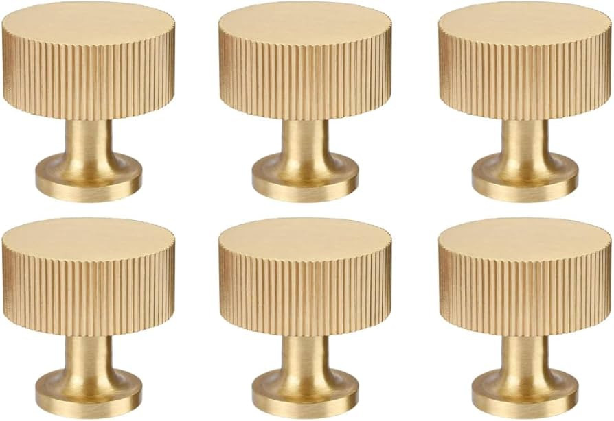 RZDEAL 6pcs Solid Brass Cabinet Knobs Pulls Cabinet Drawer Dresser Gold Knobs Modern Handles Knob... | Amazon (US)