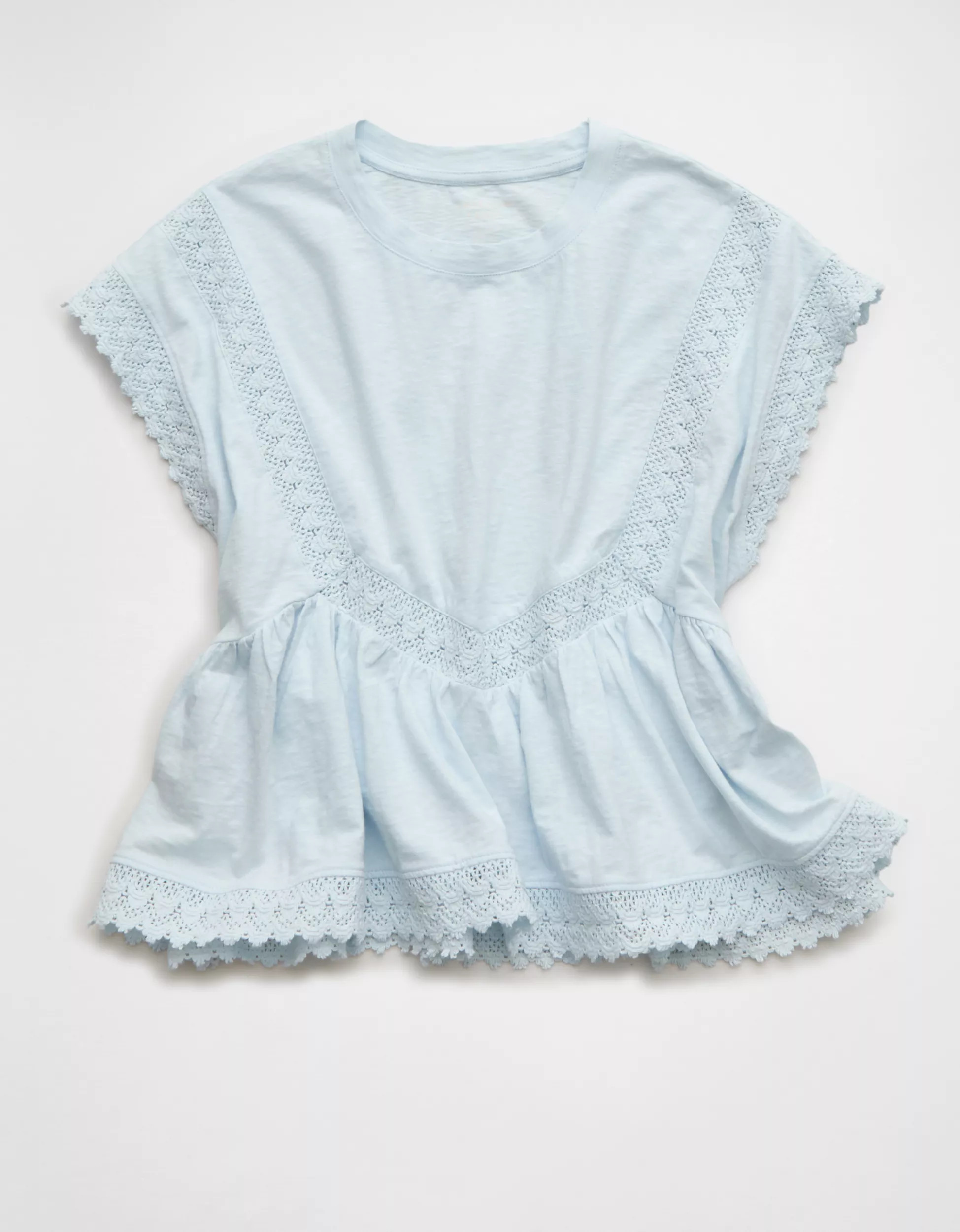 AE Sunchaser Lace Trim T-Shirt | American Eagle Outfitters (US & CA)