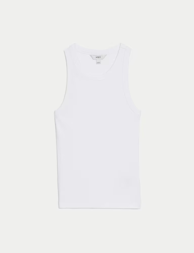 Cotton Rich Ribbed Slim Fit Racer Back Vest | Marks & Spencer (UK)