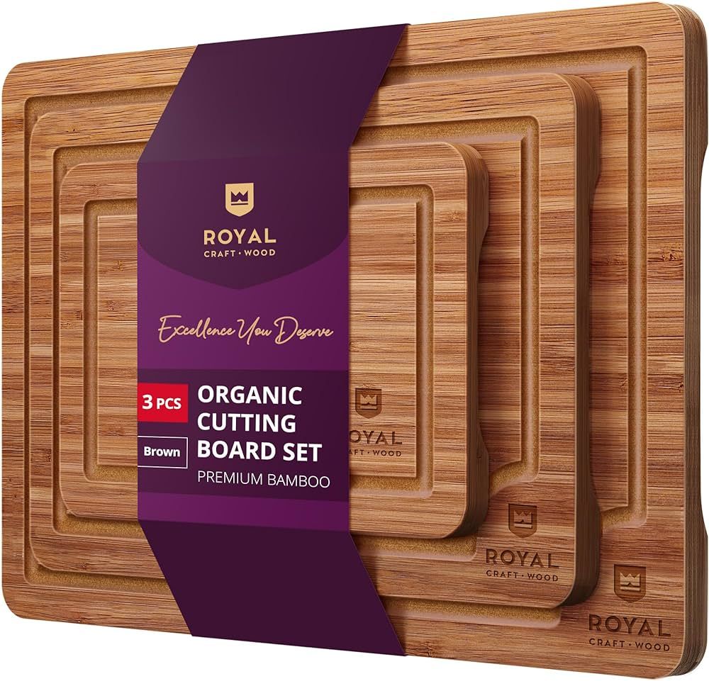 ROYAL CRAFT WOOD Wooden Cutting Boards for Kitchen Meal Prep & Serving - Bamboo Wood Serving Boar... | Amazon (US)