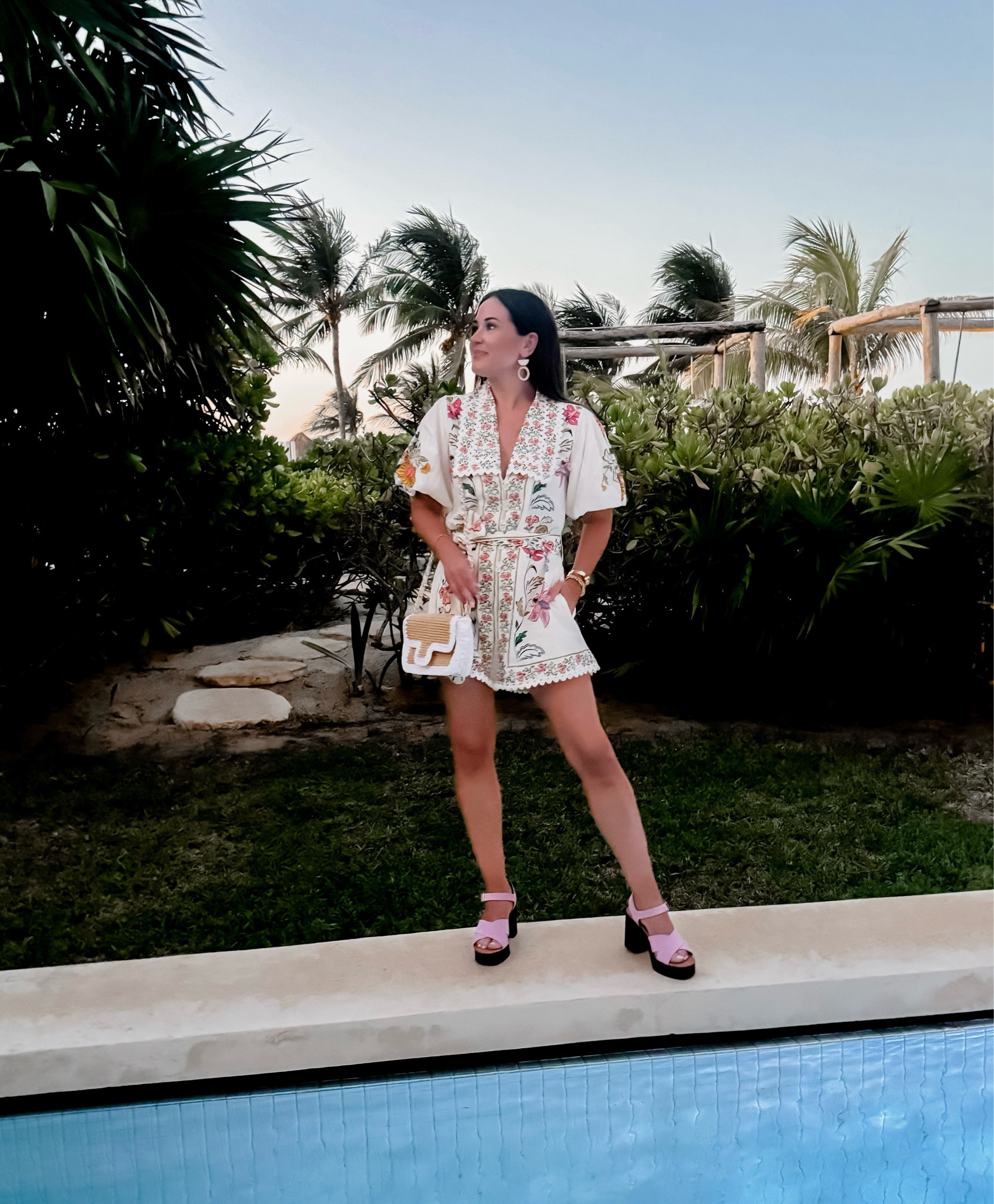 Farm rio is my favorite for fun prints and summer vacation looks - wearing an xs in this fun printed romper 🌸 use code blair10 for 10% off my earrings from nickel and suede 

#LTKStyleTip #LTKOver40 #LTKTravel