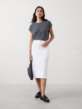 Linen-Blend Cap-Sleeve T-Shirt | Banana Republic Factory