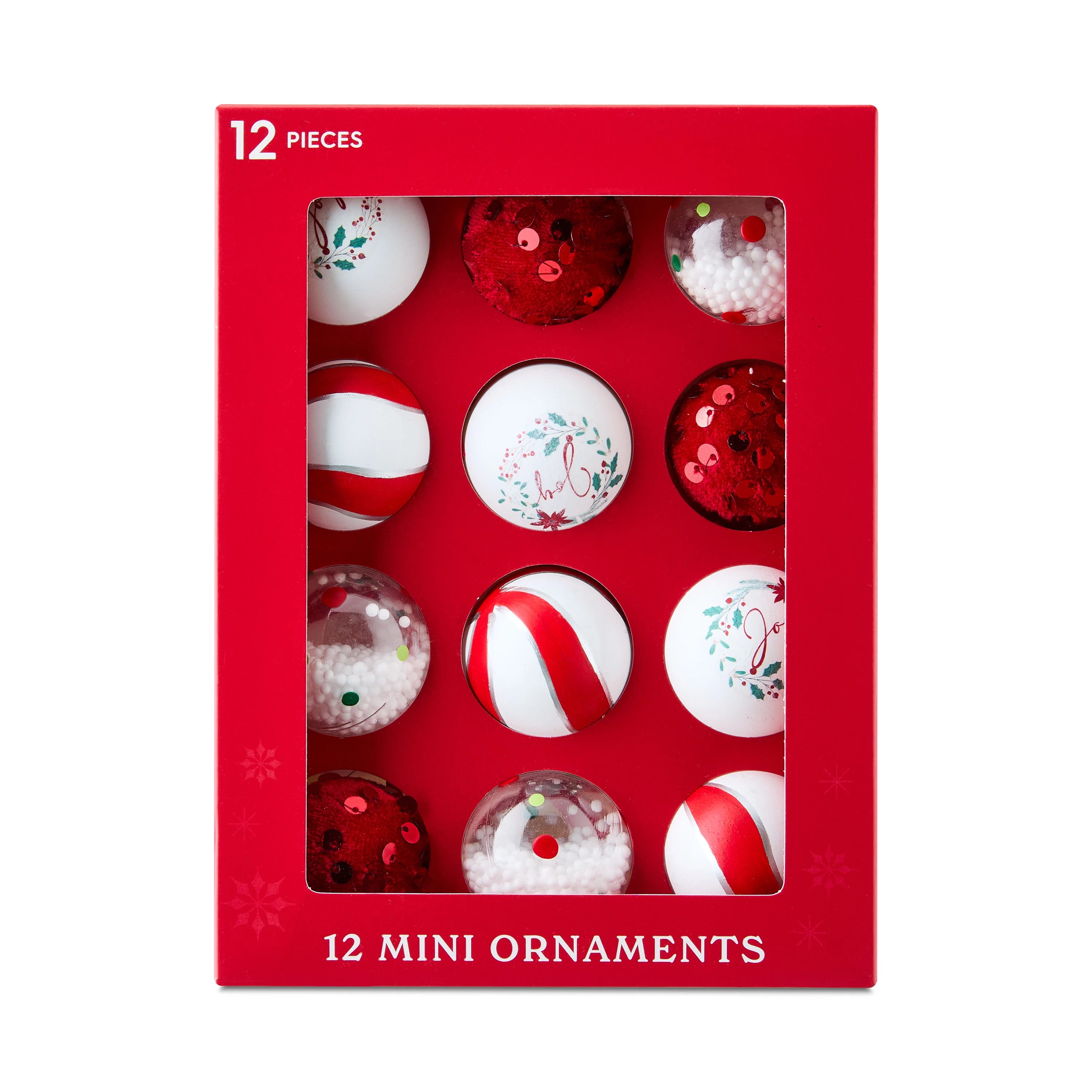 Red and White Ball Mini Christmas Ornaments, 12 Count, by Holiday Time | Walmart (US)