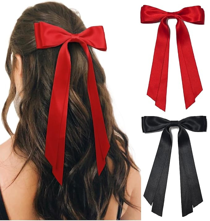 Cute Hair Accessories: Bow Clips, Ribbon Barrettes with Tassels, and Hair Bows for Women in Black... | Amazon (US)