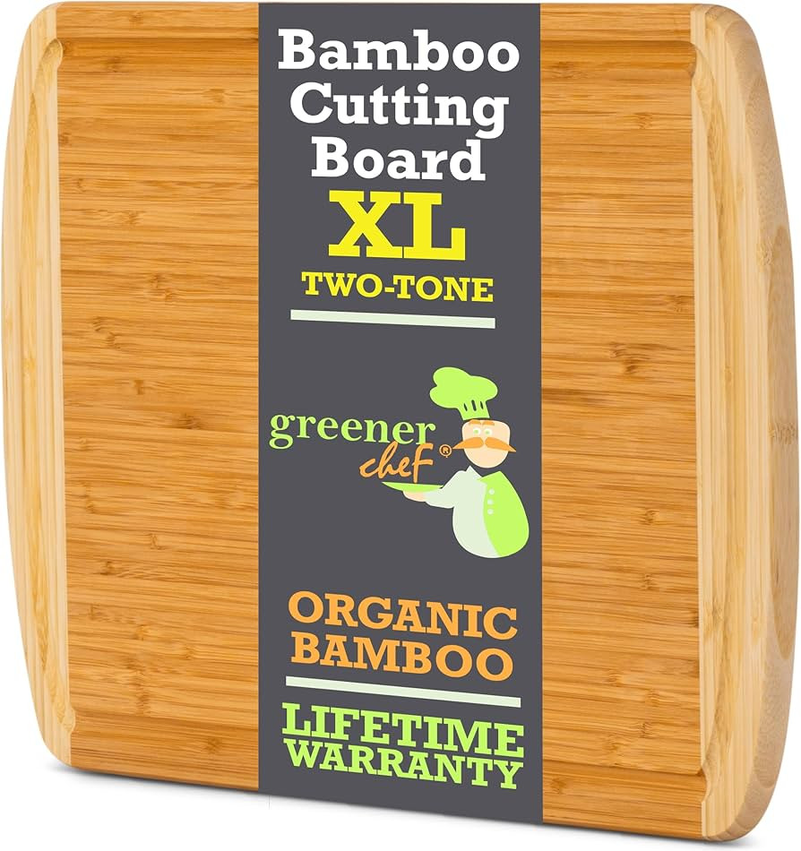 GREENER CHEF 18 Inch Extra Large Bamboo Cutting Board with Lifetime Replacements - Wood XL Cuttin... | Amazon (US)