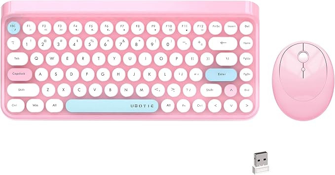 UBOTIE 84Keys Colorful Wireless Computer Keyboard and Mice Combos, Mini Compact Retro Typewriter ... | Amazon (US)