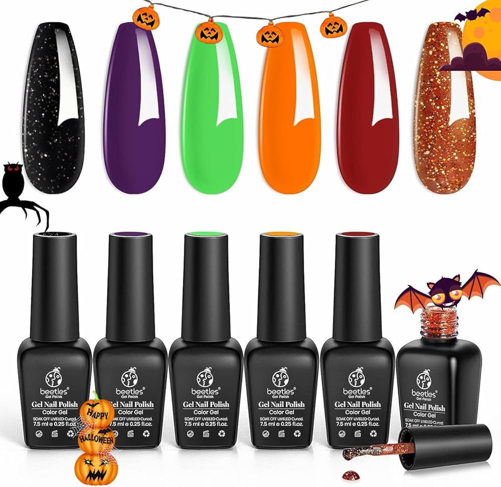 Beetles Halloween Gel Nail Polish Set, Hocus Pocus Collection Fall Winter Orange Green Purple Bla... | Amazon (US)