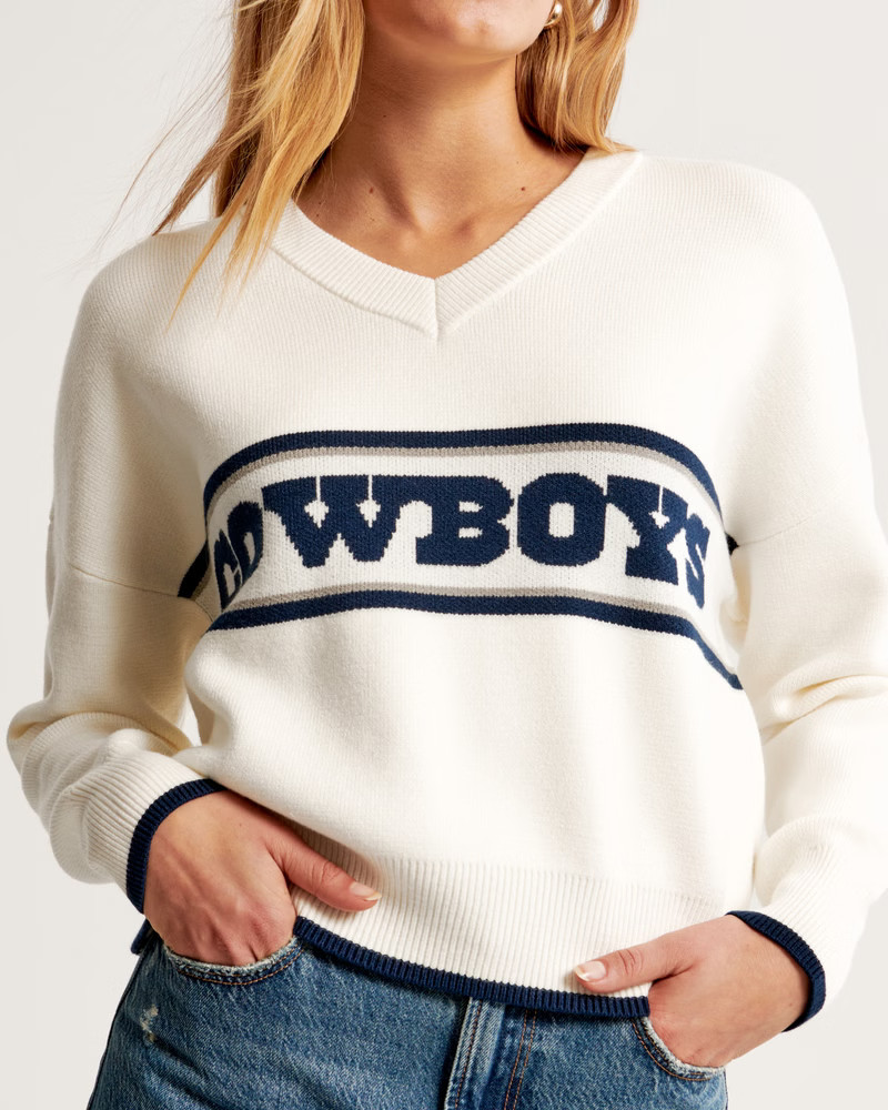 Women's Dallas Cowboys LuxeLoft V-Neck Sweater | Women's Tops | Abercrombie.com | Abercrombie & Fitch (US)