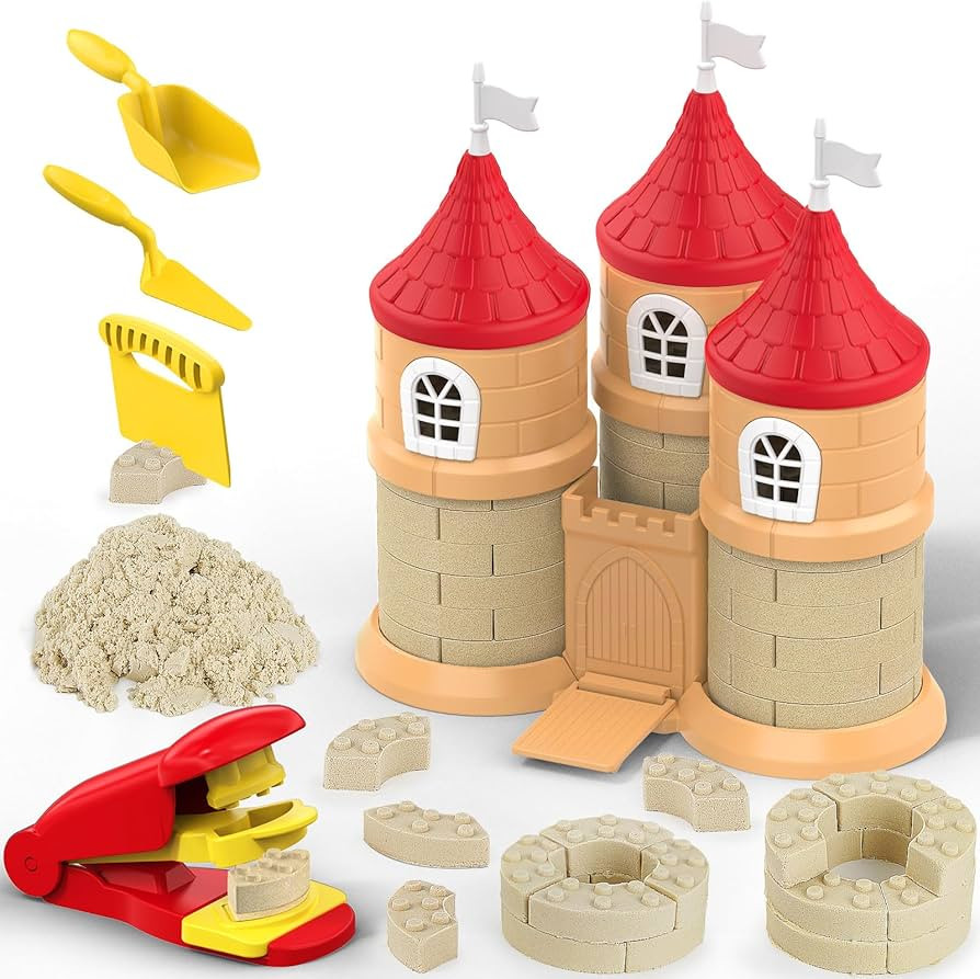 Play Sand Construction Set, 1.7lbs Moldable Sand Sensory Toys with Brick Mold, Building Toys, Gif... | Amazon (US)
