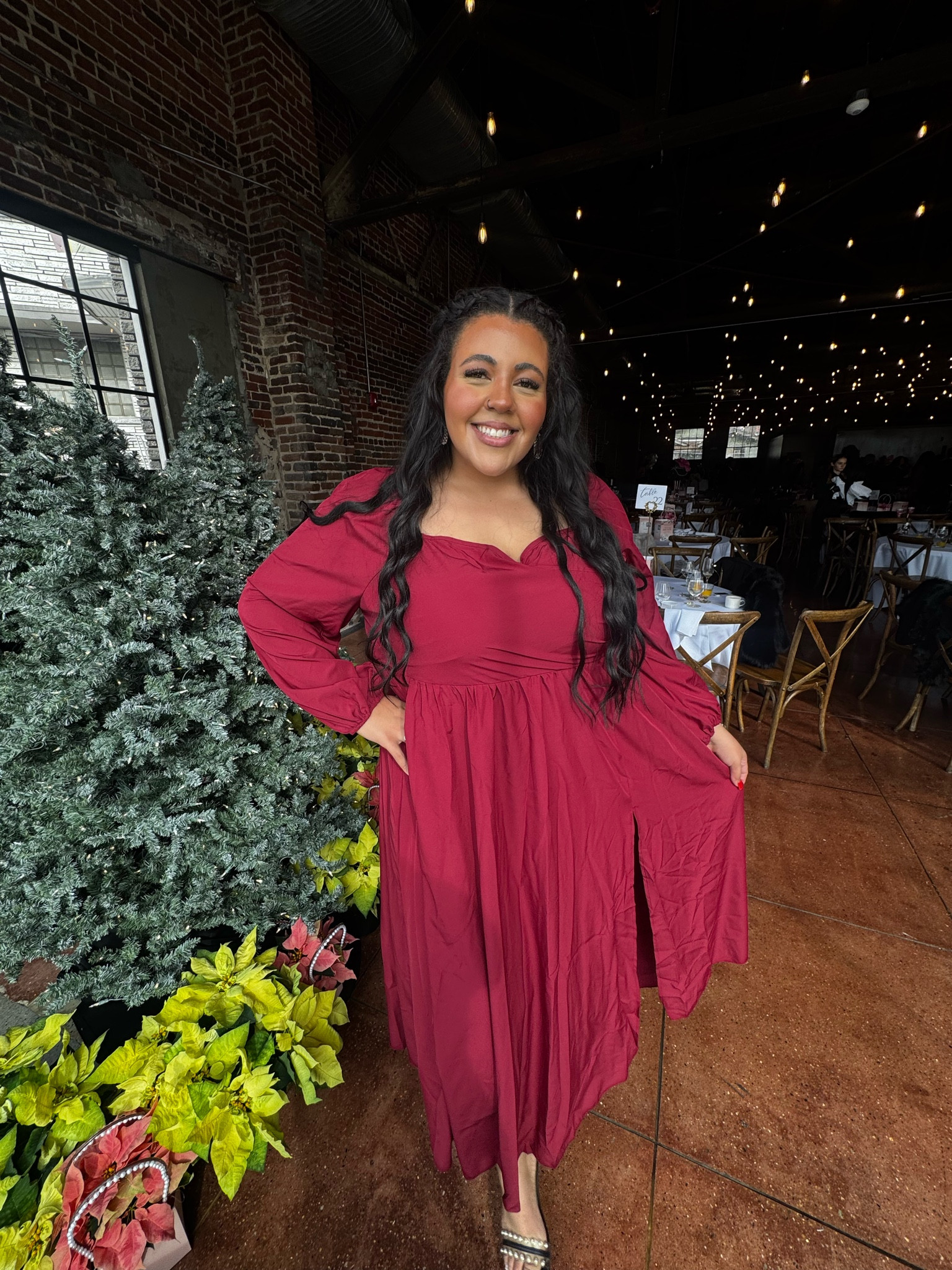 Beautiful, long red dress! You can dress it up or down! I paired it with these cute pearl heals. 

#LTKHoliday #LTKBeauty #LTKPlusSize