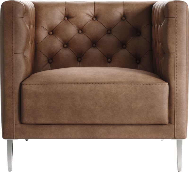 Savile Dark Saddle Leather Tufted Chair + Reviews | CB2 | CB2