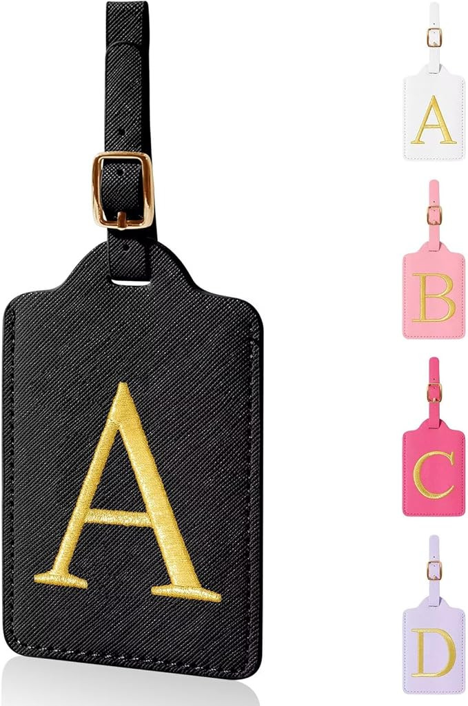 Personalized Initial Luggage Tags for Suitcases,Leather Letter Cute Luggage Tags with Privacy Nam... | Amazon (US)
