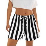 Flowy Athletic Shorts for Womens Striped 7" Lightweight Beach Shorts Lace-Up Elastic Waist High W... | Walmart (US)
